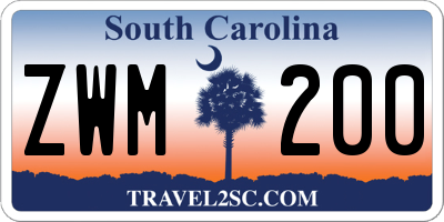 SC license plate ZWM200