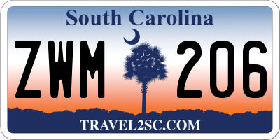 SC license plate ZWM206