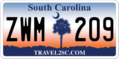 SC license plate ZWM209