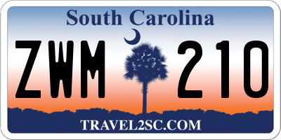 SC license plate ZWM210