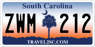 SC license plate ZWM212