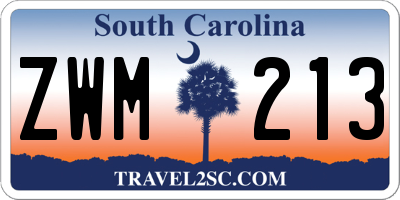 SC license plate ZWM213