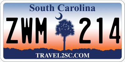SC license plate ZWM214