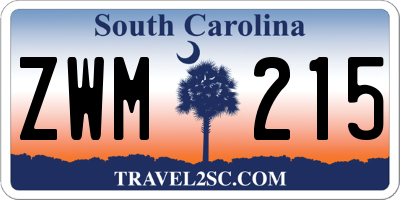 SC license plate ZWM215
