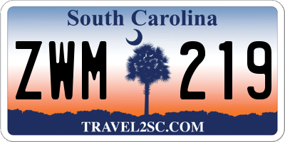 SC license plate ZWM219