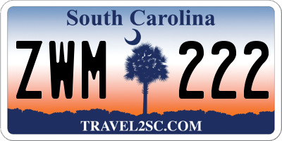 SC license plate ZWM222