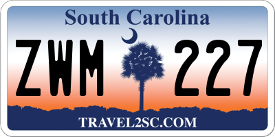 SC license plate ZWM227