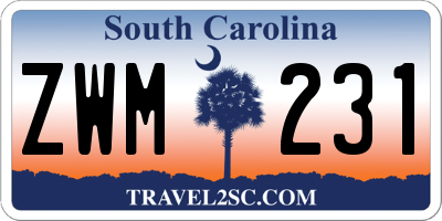 SC license plate ZWM231