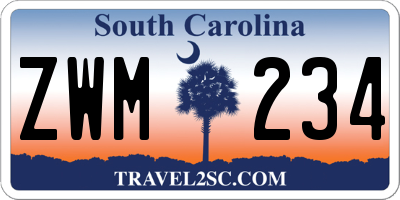 SC license plate ZWM234