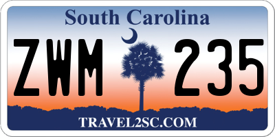SC license plate ZWM235