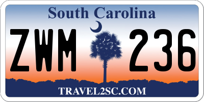 SC license plate ZWM236