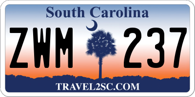SC license plate ZWM237