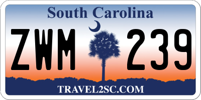 SC license plate ZWM239