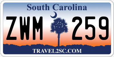 SC license plate ZWM259