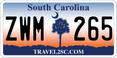 SC license plate ZWM265