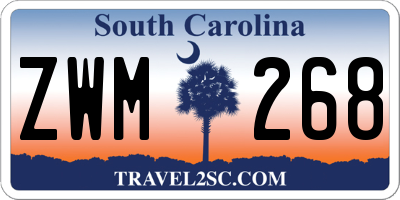 SC license plate ZWM268