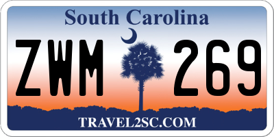 SC license plate ZWM269