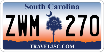 SC license plate ZWM270