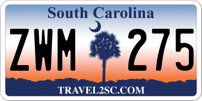 SC license plate ZWM275