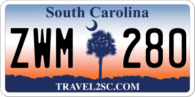 SC license plate ZWM280