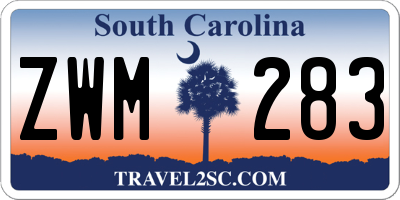 SC license plate ZWM283