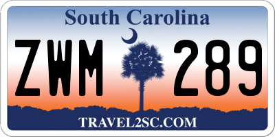 SC license plate ZWM289