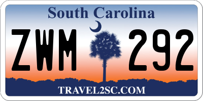 SC license plate ZWM292