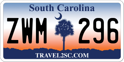SC license plate ZWM296
