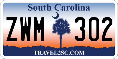 SC license plate ZWM302