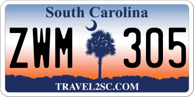 SC license plate ZWM305