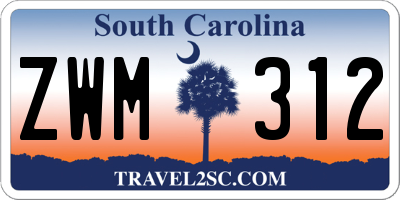 SC license plate ZWM312
