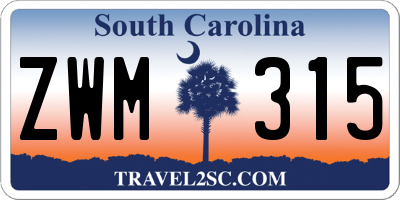 SC license plate ZWM315