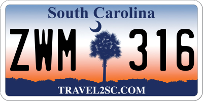 SC license plate ZWM316