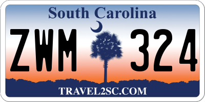 SC license plate ZWM324