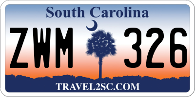 SC license plate ZWM326