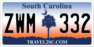 SC license plate ZWM332