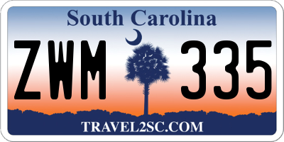 SC license plate ZWM335