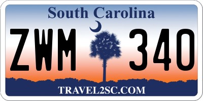 SC license plate ZWM340
