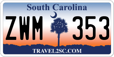 SC license plate ZWM353