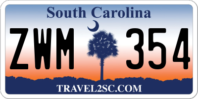 SC license plate ZWM354