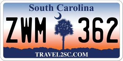 SC license plate ZWM362