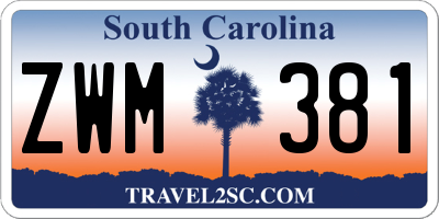 SC license plate ZWM381