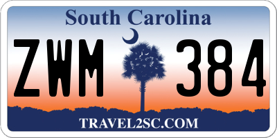 SC license plate ZWM384