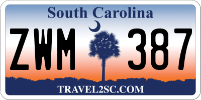 SC license plate ZWM387