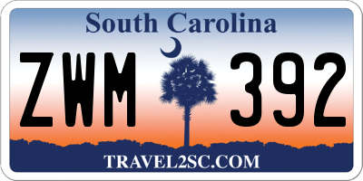 SC license plate ZWM392