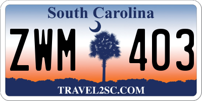 SC license plate ZWM403