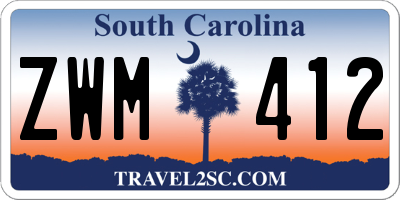 SC license plate ZWM412