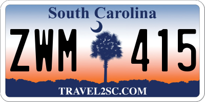 SC license plate ZWM415