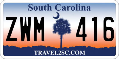 SC license plate ZWM416