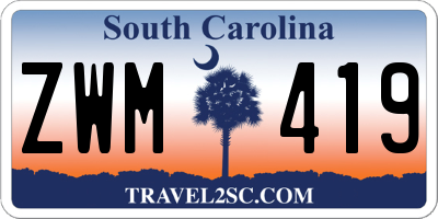 SC license plate ZWM419